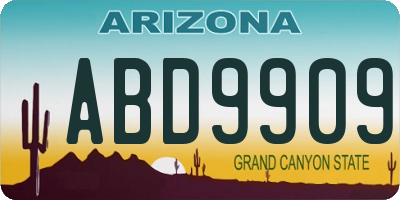 AZ license plate ABD9909