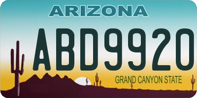 AZ license plate ABD9920
