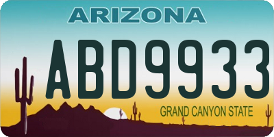 AZ license plate ABD9933