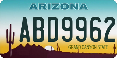 AZ license plate ABD9962