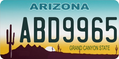 AZ license plate ABD9965