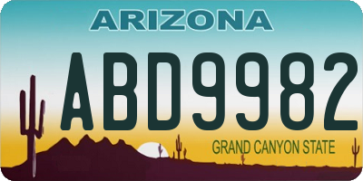 AZ license plate ABD9982