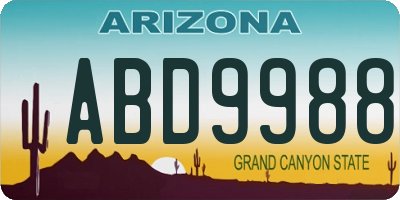 AZ license plate ABD9988