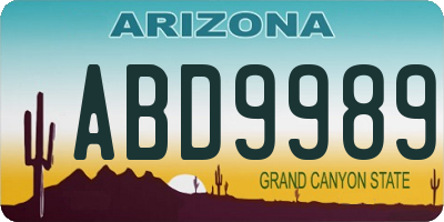 AZ license plate ABD9989