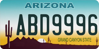 AZ license plate ABD9996