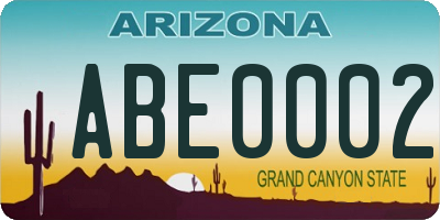 AZ license plate ABE0002