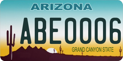 AZ license plate ABE0006