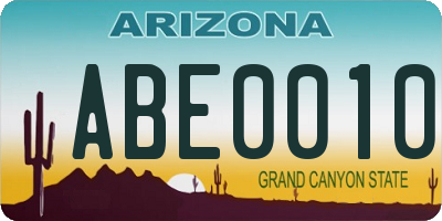 AZ license plate ABE0010