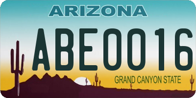 AZ license plate ABE0016