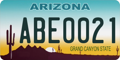 AZ license plate ABE0021