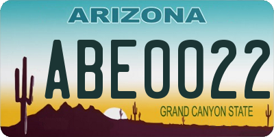 AZ license plate ABE0022