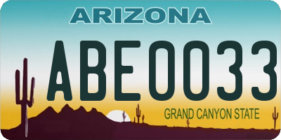 AZ license plate ABE0033