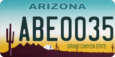 AZ license plate ABE0035