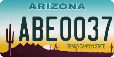 AZ license plate ABE0037