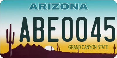 AZ license plate ABE0045