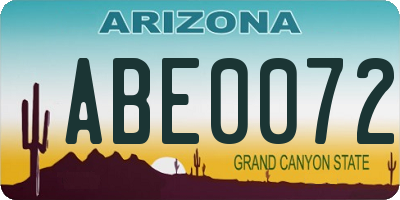 AZ license plate ABE0072