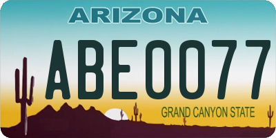AZ license plate ABE0077