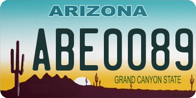 AZ license plate ABE0089