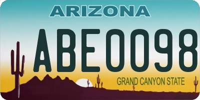 AZ license plate ABE0098