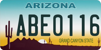 AZ license plate ABE0116