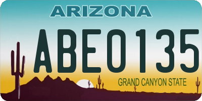 AZ license plate ABE0135