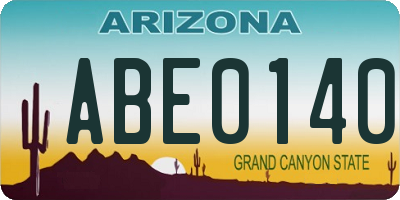 AZ license plate ABE0140