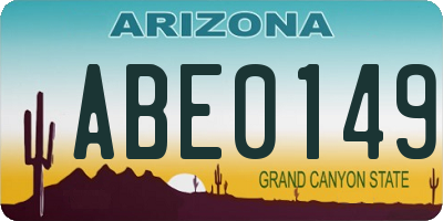 AZ license plate ABE0149