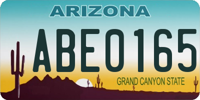 AZ license plate ABE0165