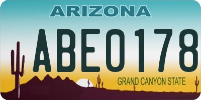 AZ license plate ABE0178