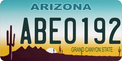 AZ license plate ABE0192