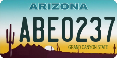 AZ license plate ABE0237