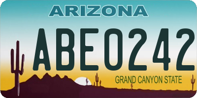AZ license plate ABE0242