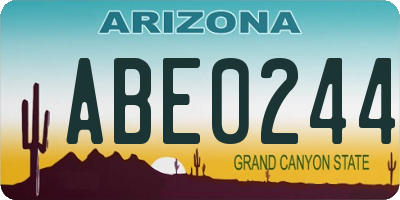 AZ license plate ABE0244