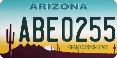 AZ license plate ABE0255