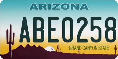 AZ license plate ABE0258
