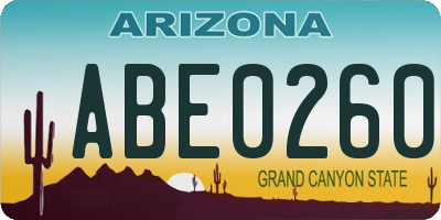 AZ license plate ABE0260