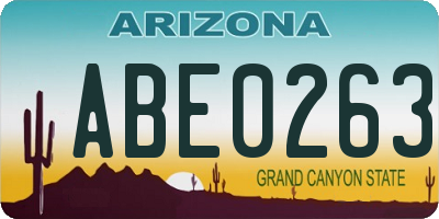 AZ license plate ABE0263