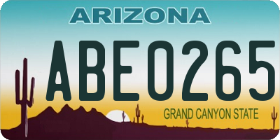 AZ license plate ABE0265
