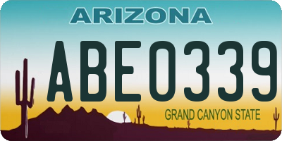 AZ license plate ABE0339