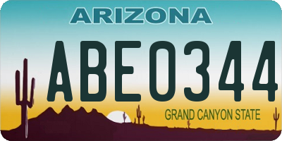AZ license plate ABE0344