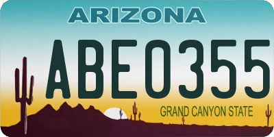 AZ license plate ABE0355