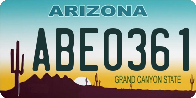 AZ license plate ABE0361