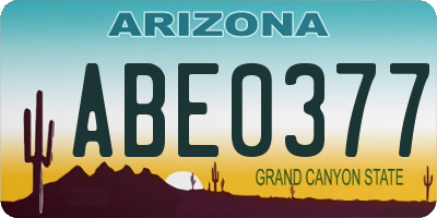 AZ license plate ABE0377