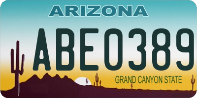 AZ license plate ABE0389