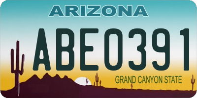AZ license plate ABE0391