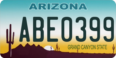 AZ license plate ABE0399