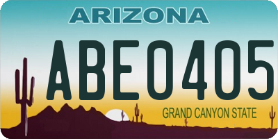 AZ license plate ABE0405