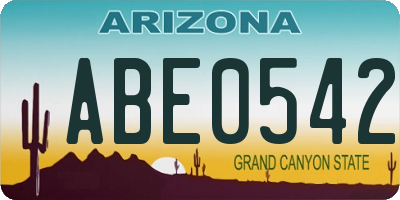 AZ license plate ABE0542