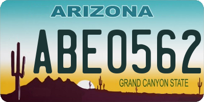 AZ license plate ABE0562