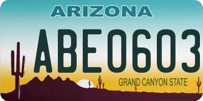 AZ license plate ABE0603